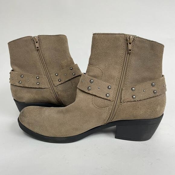 Korks By Kork-Ease Cassandra Ankle Boots Western Harness Suede Tan Gray 7.5 - Picture 7 of 9